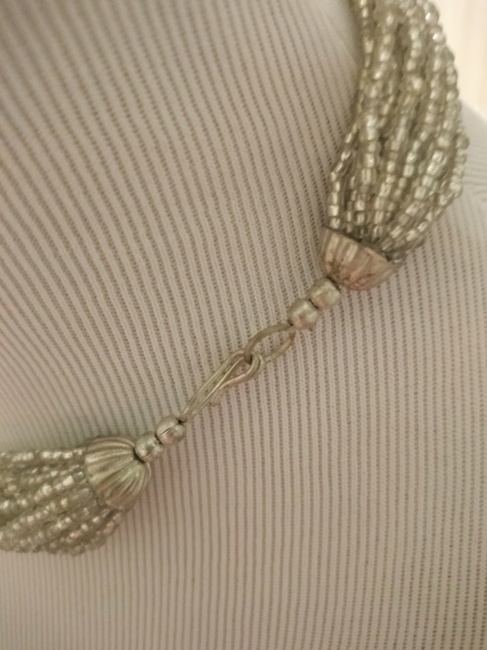 Seed Beaded (2) Necklaces - Silver vs Amber - Wedding vs Boho